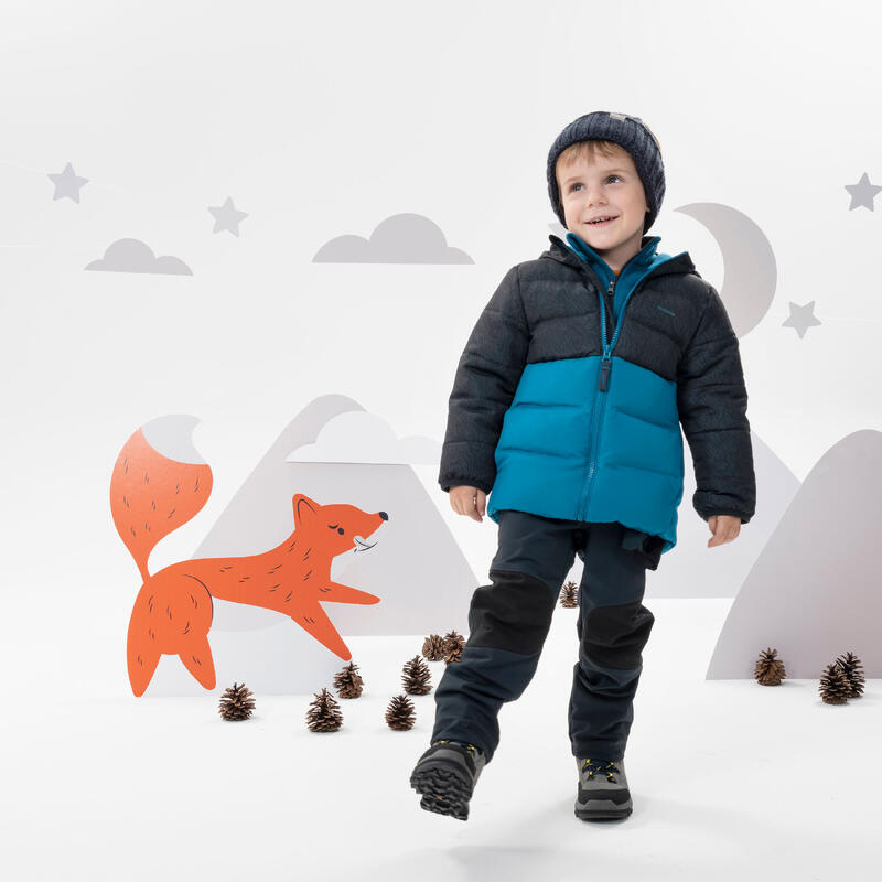 Gyerek kabát téli túrázáshoz, 2-6 éveseknek, kék, szürke