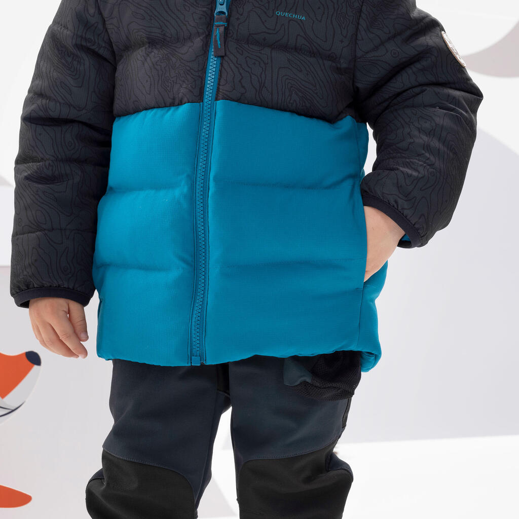 Detská prešívaná bunda na turistiku 2-6 rokov sivo-modrá
