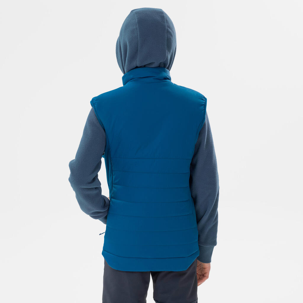 KIDS’ PADDED HIKING GILET - HYBRID AGED 7-15 - BLUE