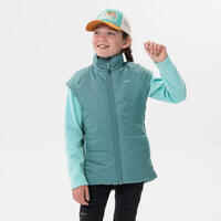 KIDS’ PADDED HIKING JACKET - HYBRID AGED 7-15 - PASTEL GREEN