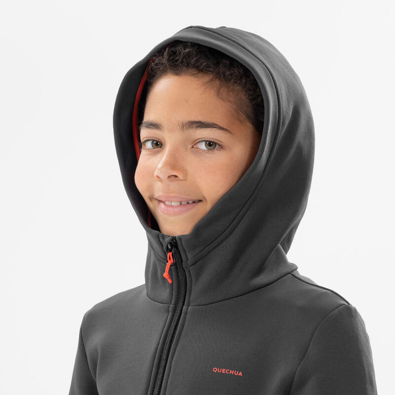 Fleece jas voor wandelen MH500 zwart grijs kinderen 7-15 jaar