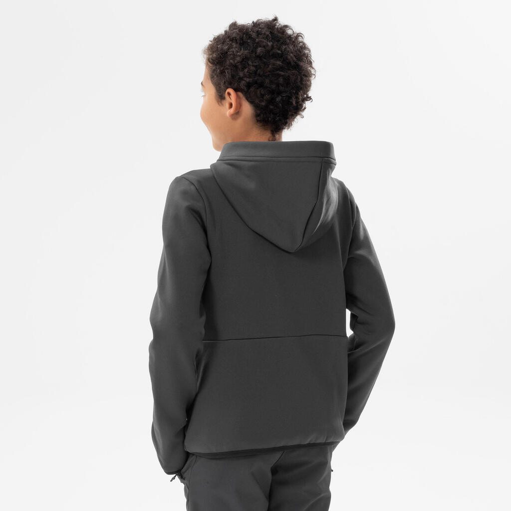 VESTE POLAIRE DE RANDONNEE - MH500 NOIRE GRISE - ENFANT 7-15 ANS