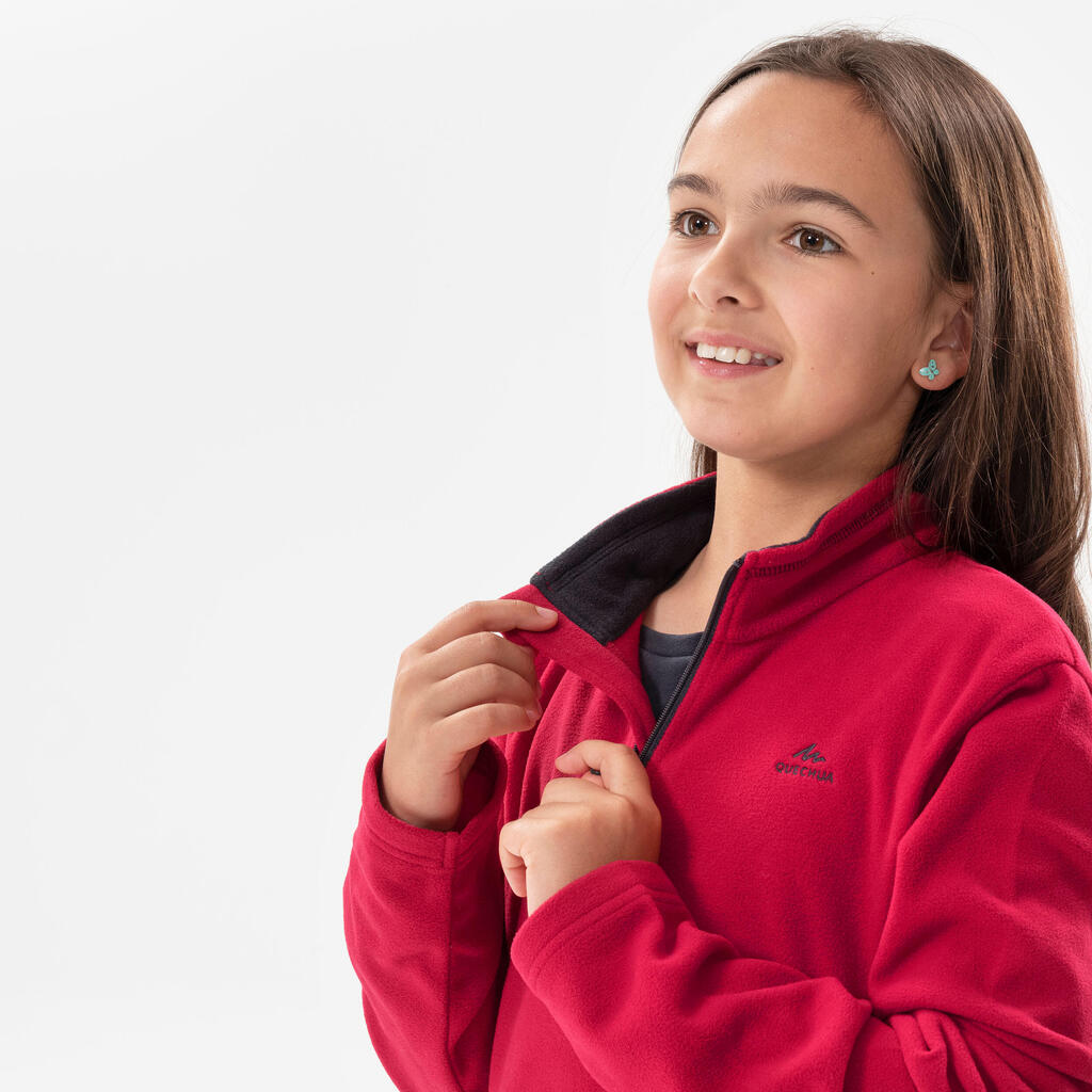 Girl’s Hiking Fleece - MH100  Aged 7-15 - Dark Pink