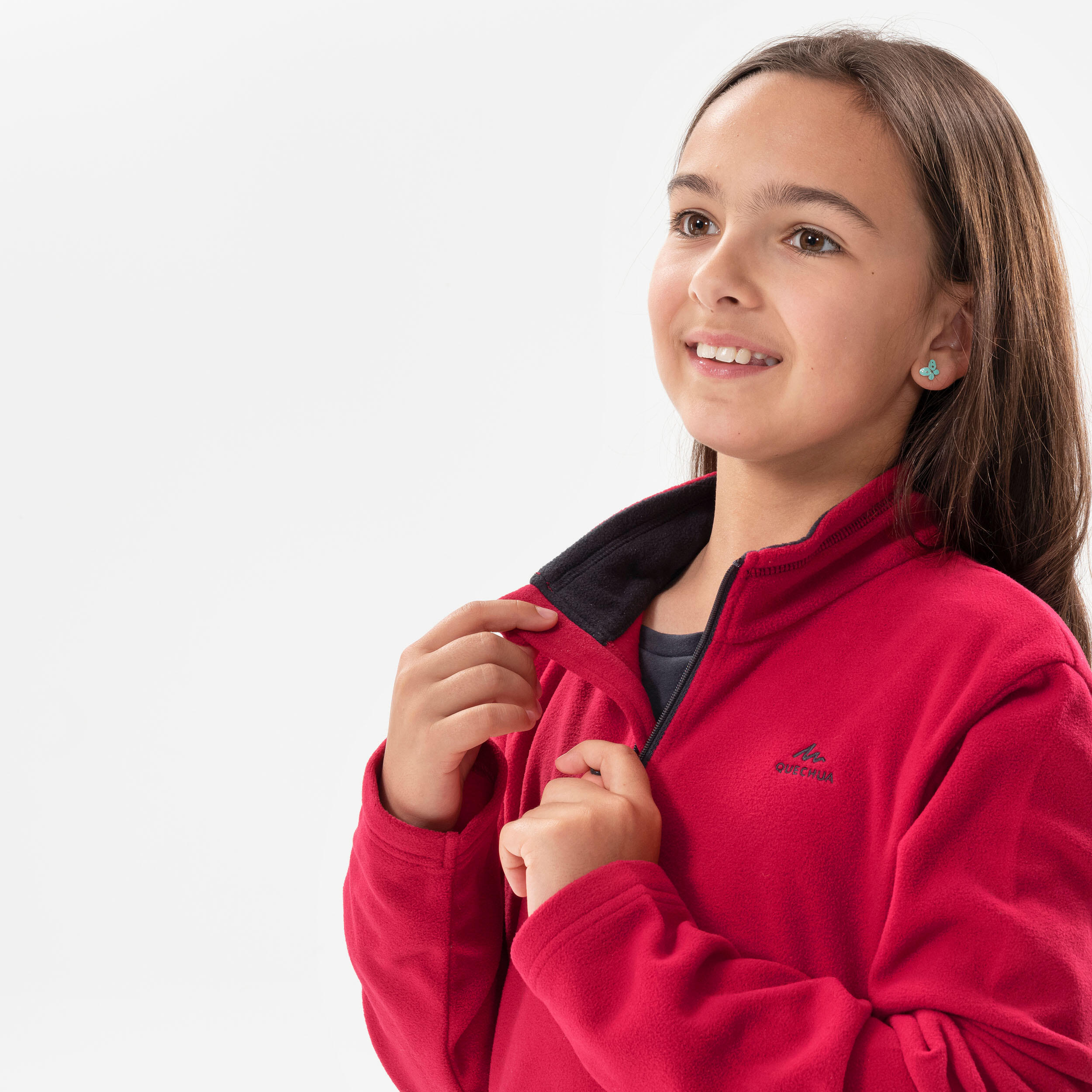 Girl’s Hiking Fleece - MH100  Aged 7-15 - Dark Pink 5/5