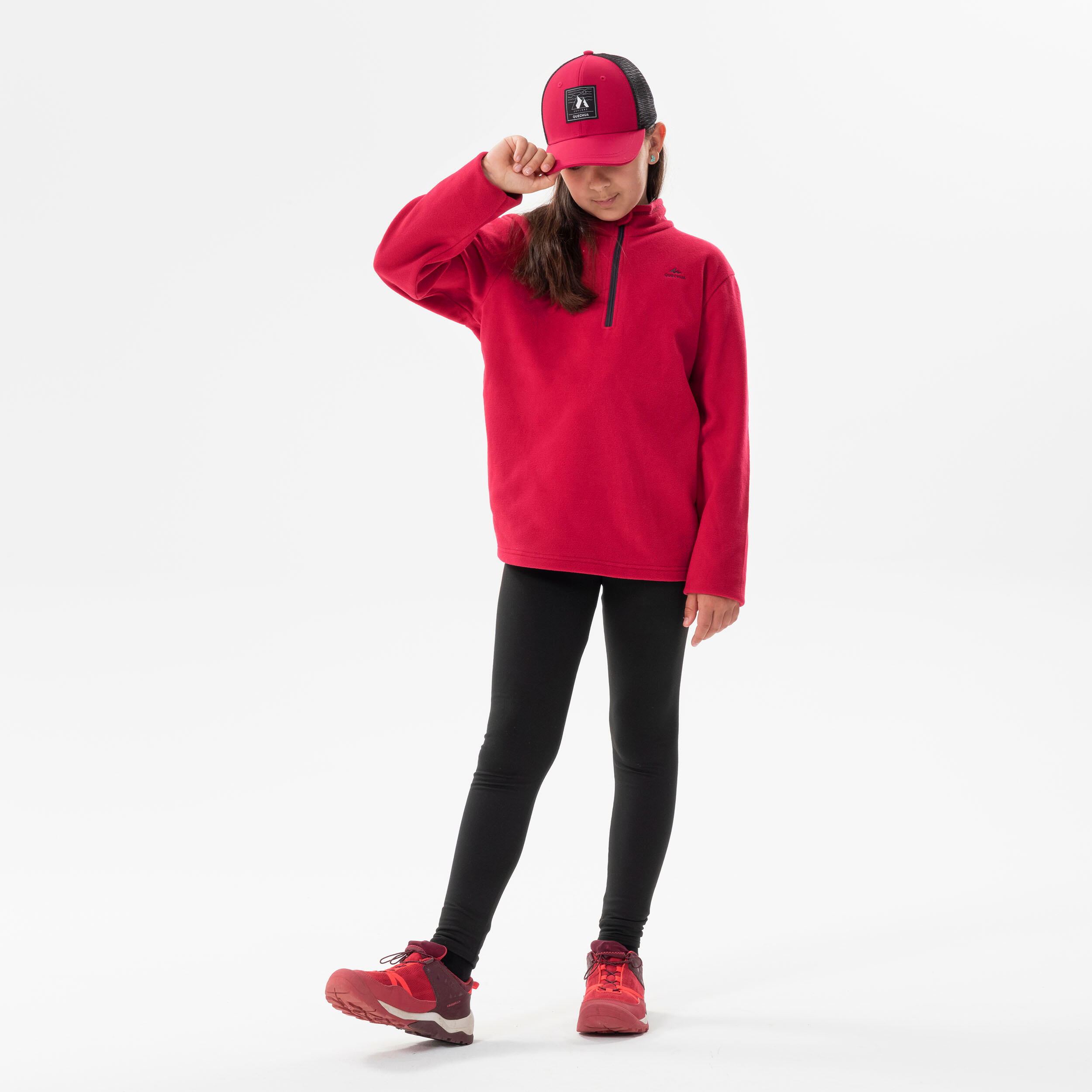 Hiking fleece - MH100 dark pink - girl 7-15 yrs