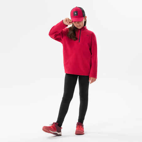 Mergaičių žygių džemperis „MH100“, 7–15 metų amžiaus vaikams, tamsiai rožinis