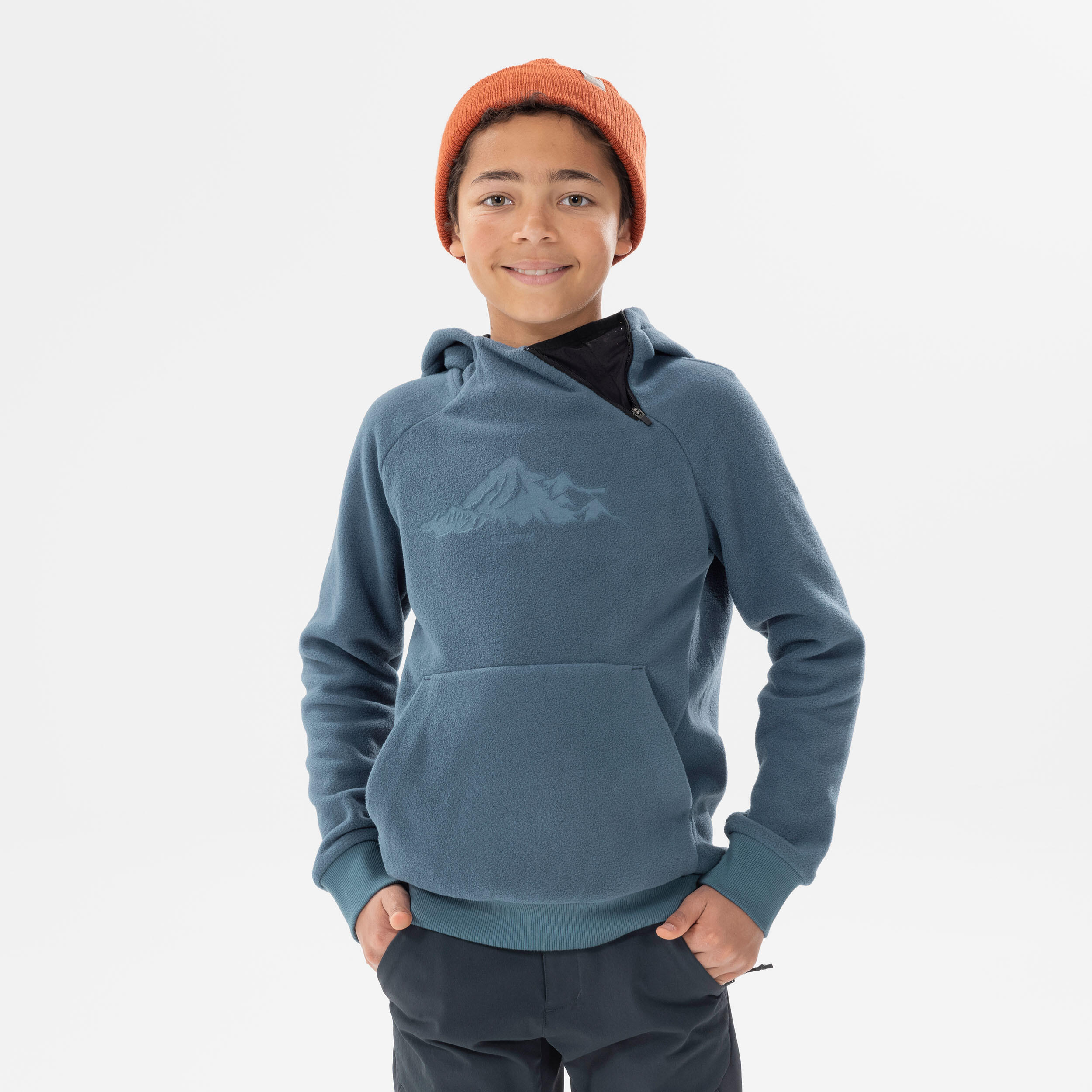 Boys’ Fleece Hiking Sweatshirt Aged 7-15 - Dark Grey 1/6