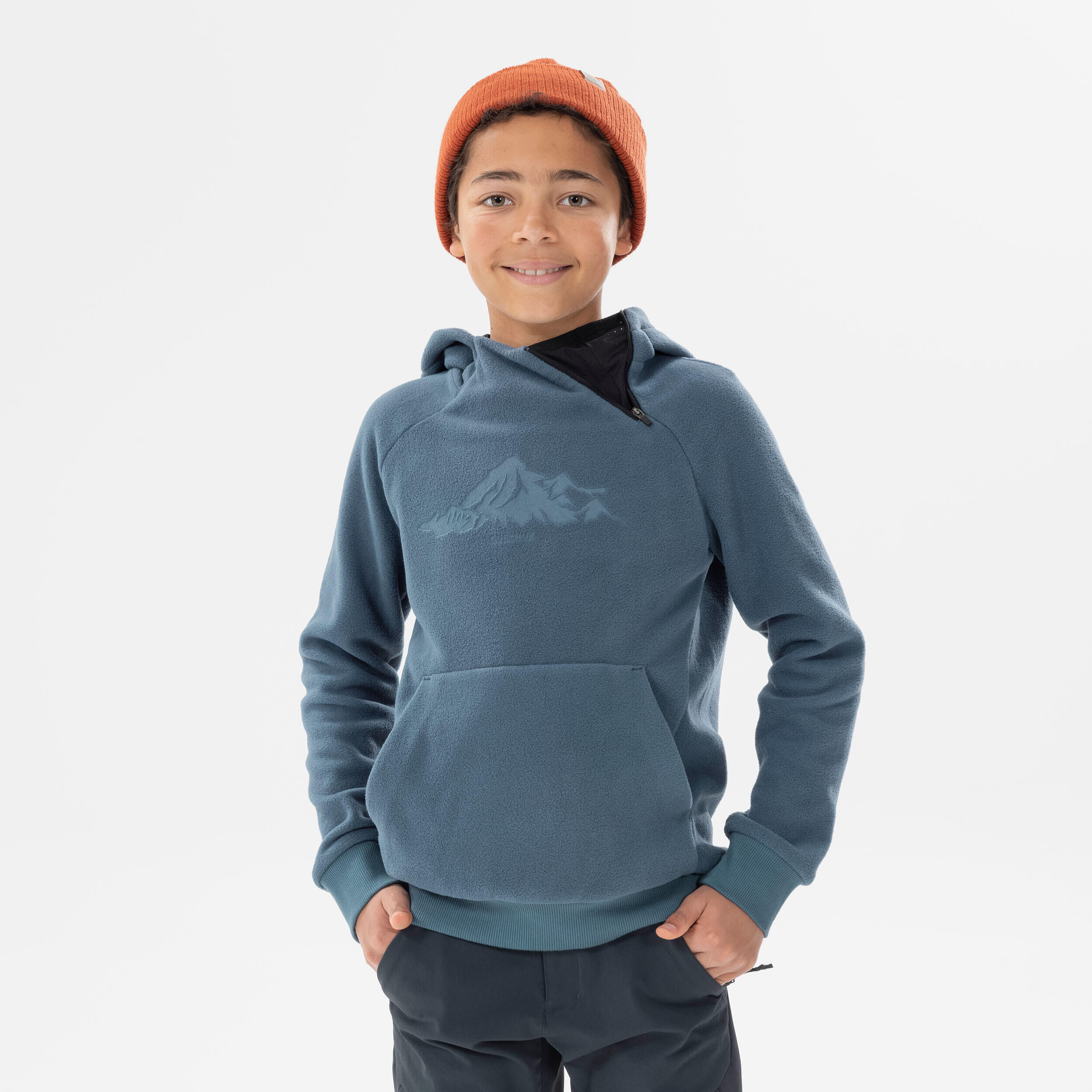 QUECHUA Boys’ Fleece Hiking Sweatshirt Aged 7-15 - Dark Grey