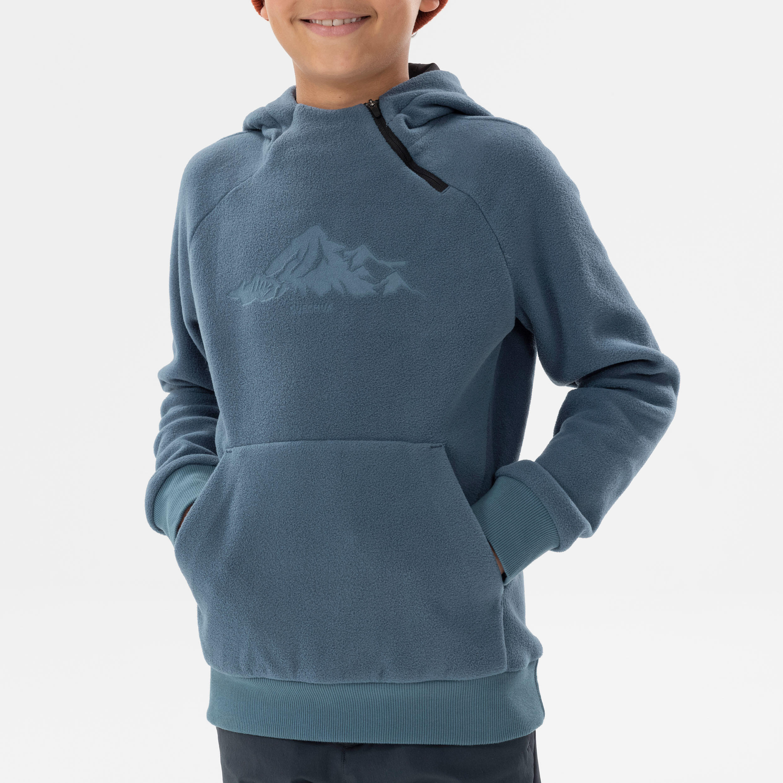 Boys’ Fleece Hiking Sweatshirt Aged 7-15 - Dark Grey 7/8