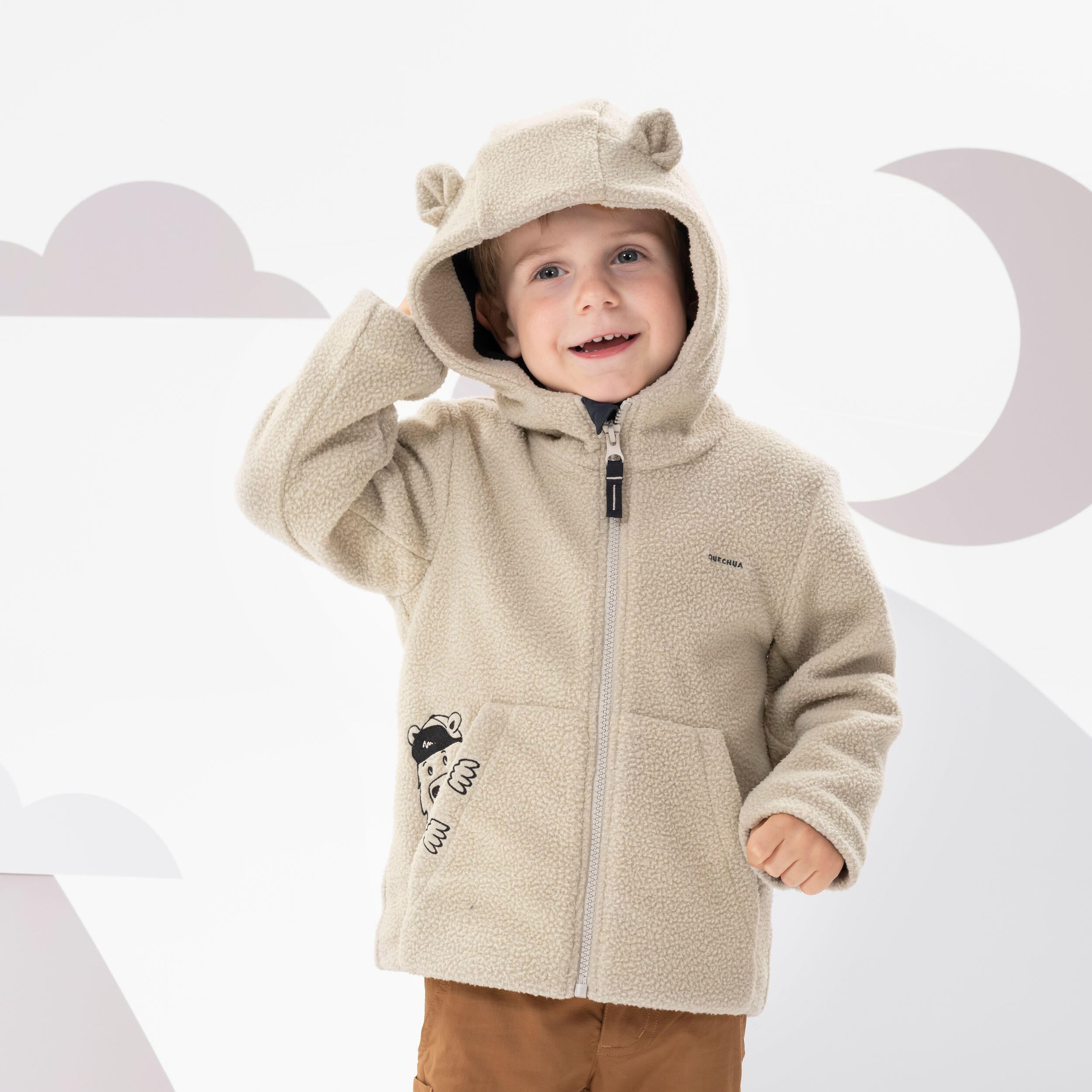 Kids’ Fleece Jacket - MH 500 Beige - QUECHUA