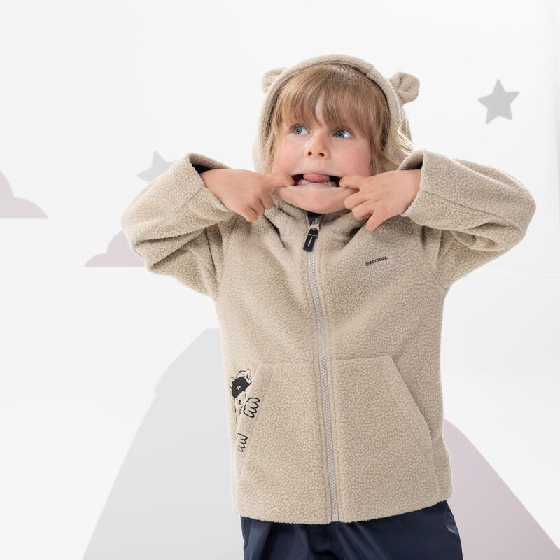 Veste polaire de randonnée - MH500 KID beige - enfant 2-6 ans