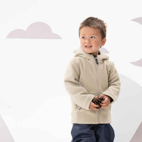 Vaikiškas žygių fliso džemperis „MH500 Kid“, 2–6 m. vaikams, smėlio spalvos