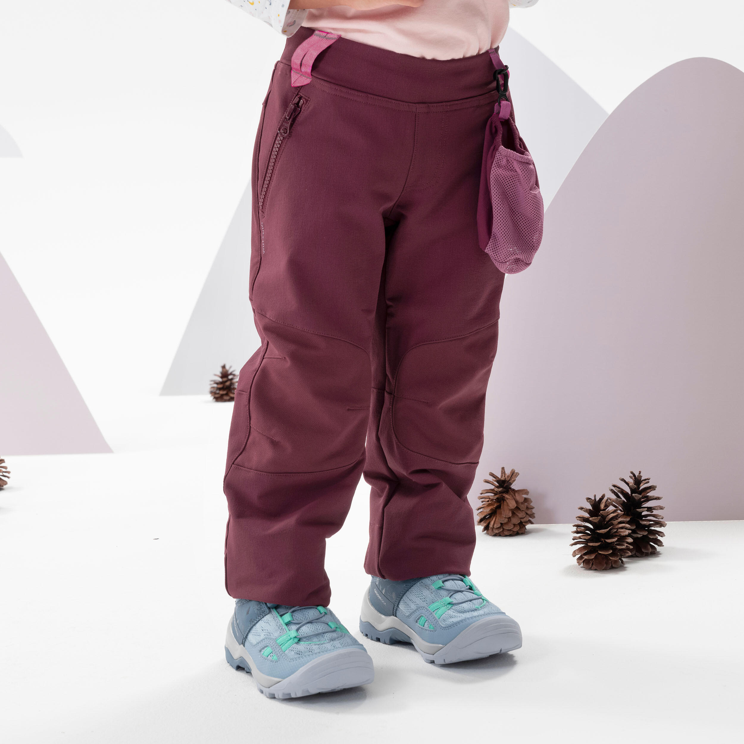 Kids’ Softshell Hiking Trousers - MH550 - Aged 2-6 - Purple 3/6