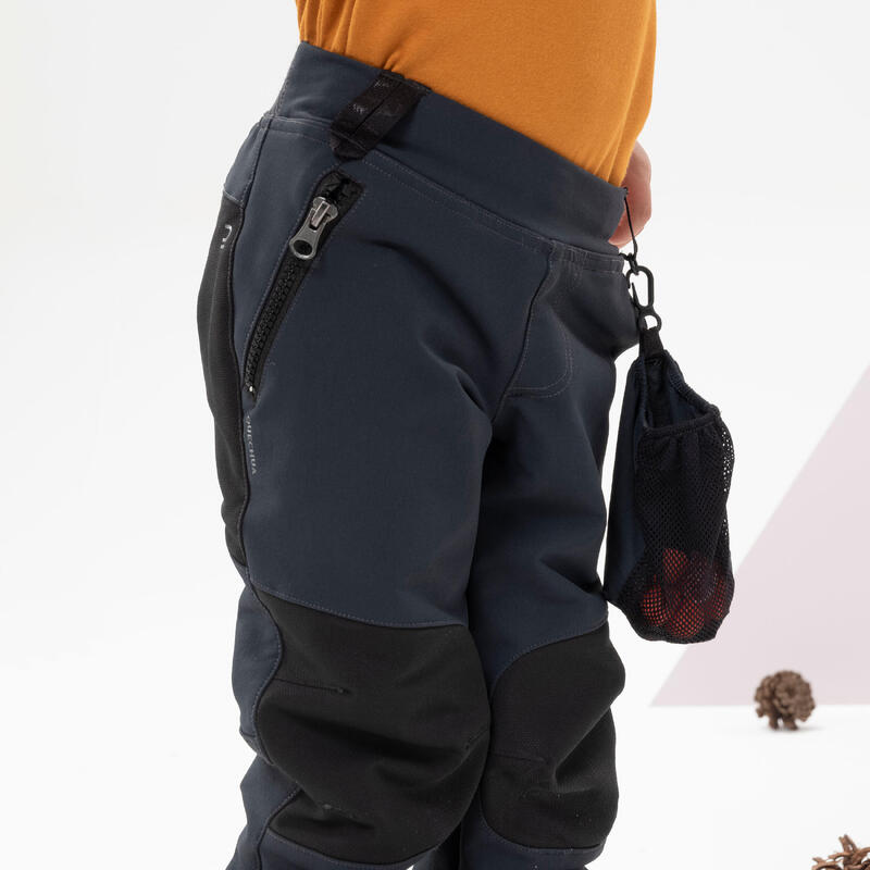 Pantalon softshell de randonnée - MH550 gris foncé - enfant 2-6 ans