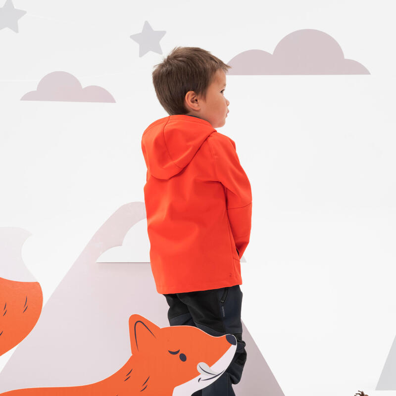 Veste softshell de randonnée - MH550 orange vif - enfant 2 - 6 ans