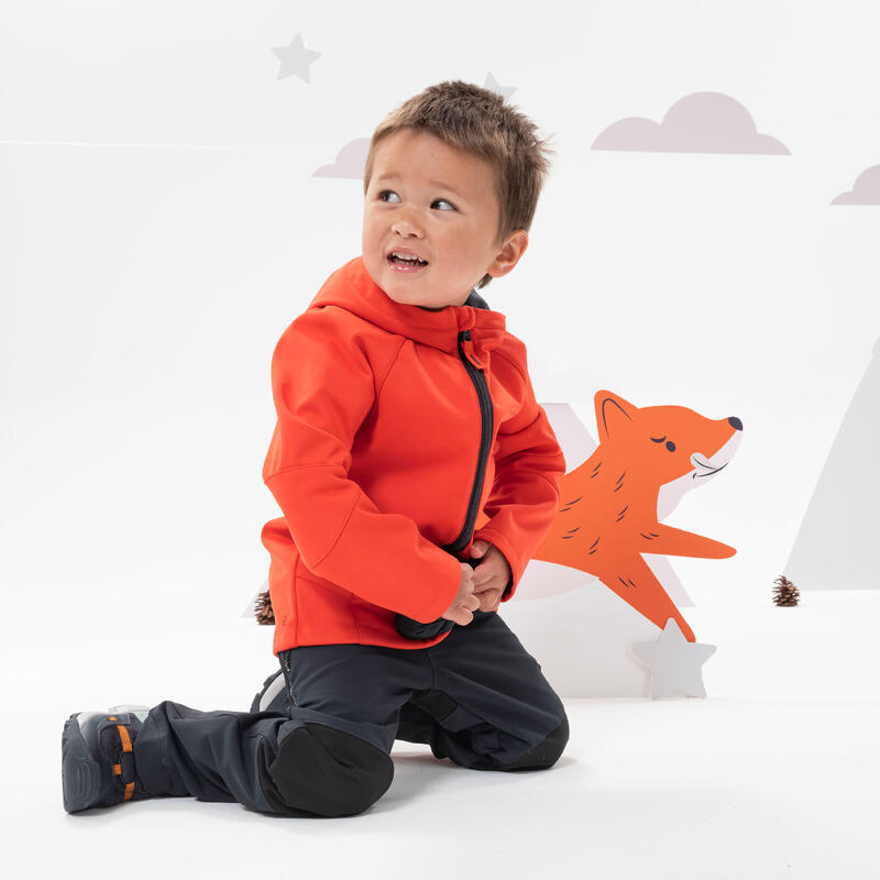 Veste softshell de randonnée - MH550 orange vif - enfant 2 - 6 ans