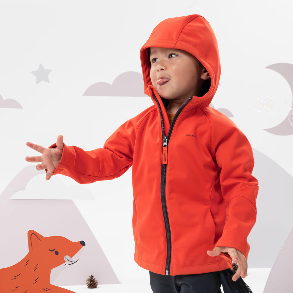 Softshell Hiking jacket - MH550 Bright Orange - Ages 2-6