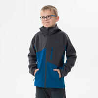 מעיל סופטשל לילדים בגילאי 7-15 עבור טיולים מדגם MH550 - כחול ואפור