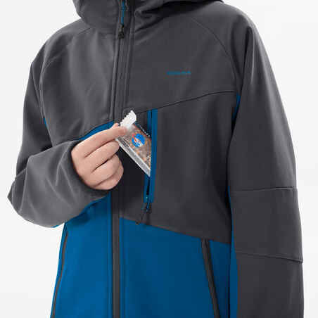 Boys’ Softshell Hiking Jacket Aged 7-15 MH550 - Blue and Grey