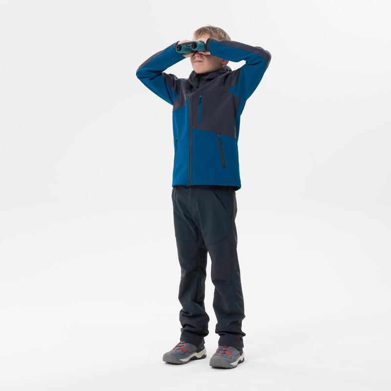 Softshell jas voor wandelen MH550 blauw en grijs kinderen 7-15 jaar