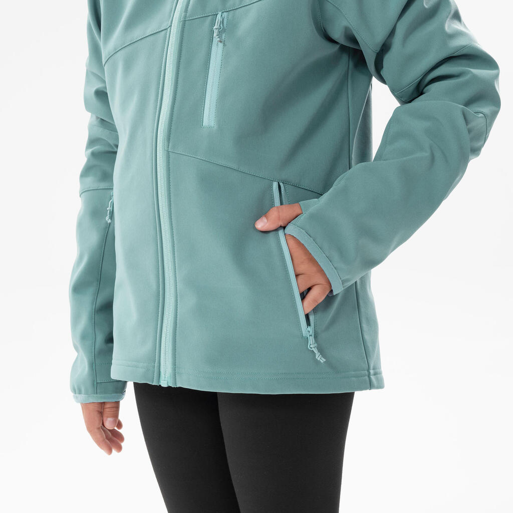 VESTE SOFTSHELL RANDONNEE - MH550 VERT PASTEL - ENFANT 7-15 ANS