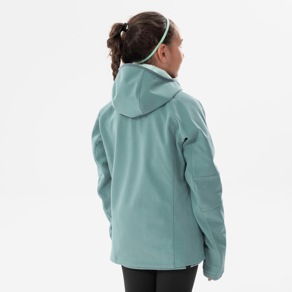 VESTE SOFTSHELL RANDONNEE - MH550 VERT PASTEL - ENFANT 7-15 ANS