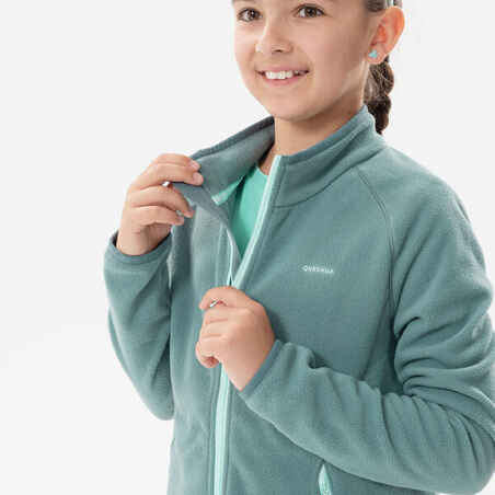 Girls’ Fleece Hiking Jacket Aged 7-15 MH150 - Dark Green