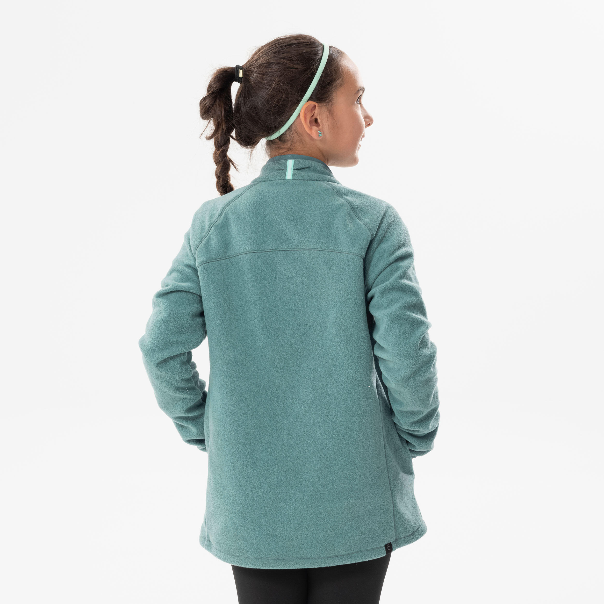 Girls’ Fleece Hiking Jacket Aged 7-15 MH150 - Dark Green 4/6