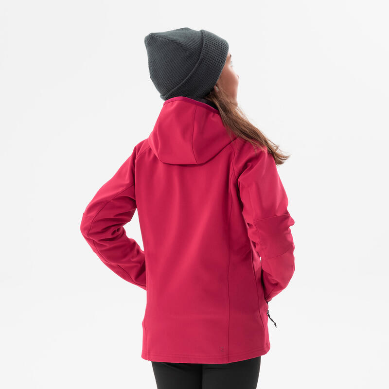 Softshell jas voor wandelen MH550 frambozenrood kinderen 7-15 jaar