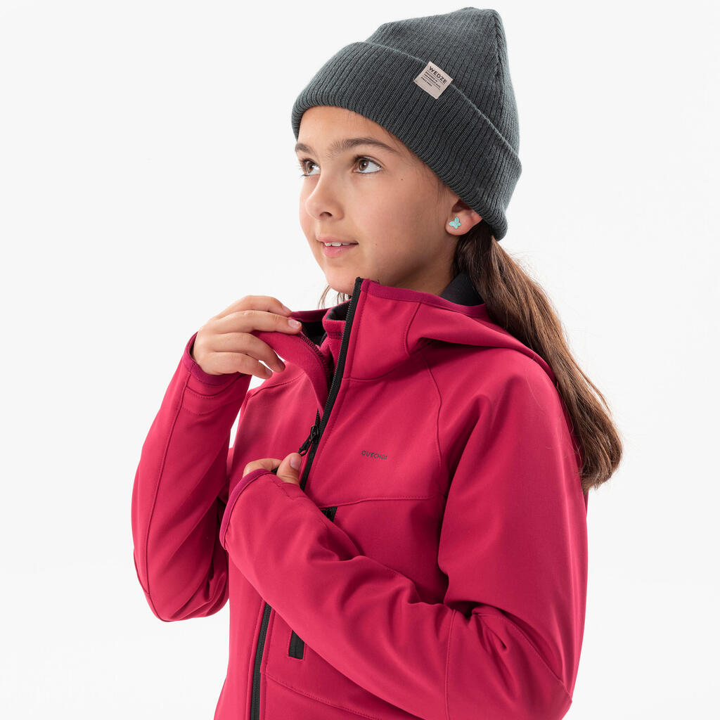 VESTE SOFTSHELL RANDONNEE - MH550 VERT PASTEL - ENFANT 7-15 ANS