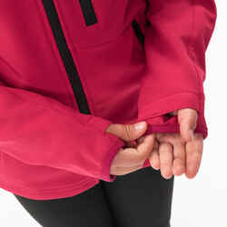 VESTE SOFTSHELL RANDONNEE - MH550 FRAMBOISE - ENFANT 7-15 ANS