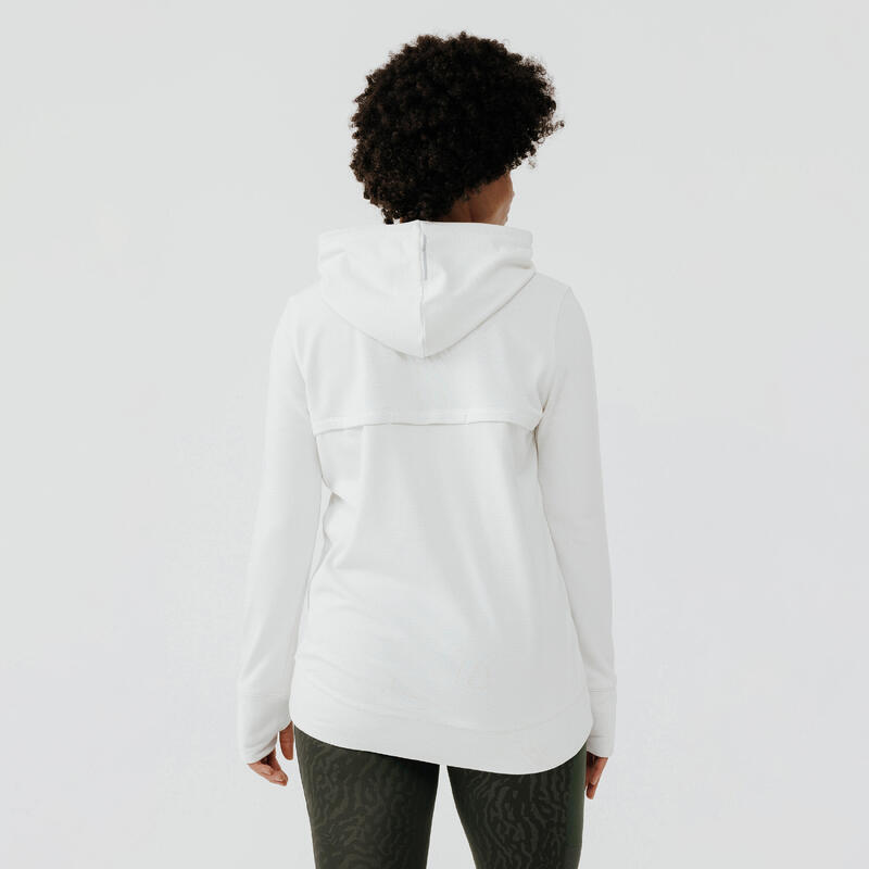 Sudadera running con capucha cálida Mujer Hood 500 blanco