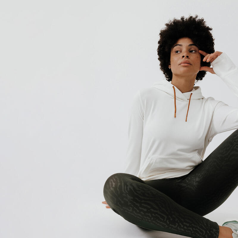 Sweat à capuche running chaud femme - Hood 500 blanc