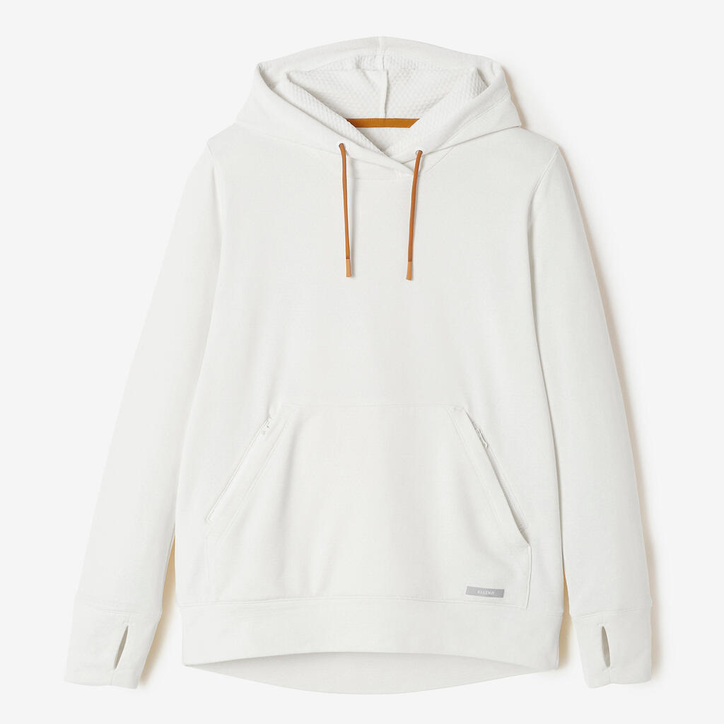 500 women's warm running hoodie - white