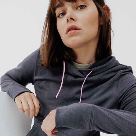 500 women's running hoodie - dark grey