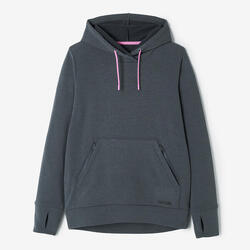 Sweat à capuche running chaud femme - Hood 500 gris foncé