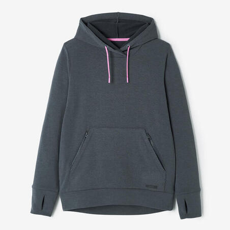 Sweat à capuche running chaud femme - Hood 500 gris foncé