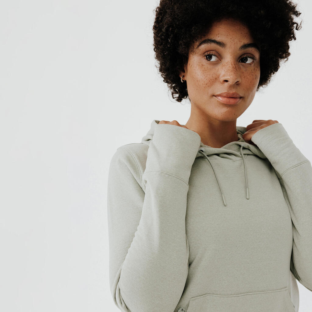Sweat à capuche running chaud femme - Hood 500 gris foncé