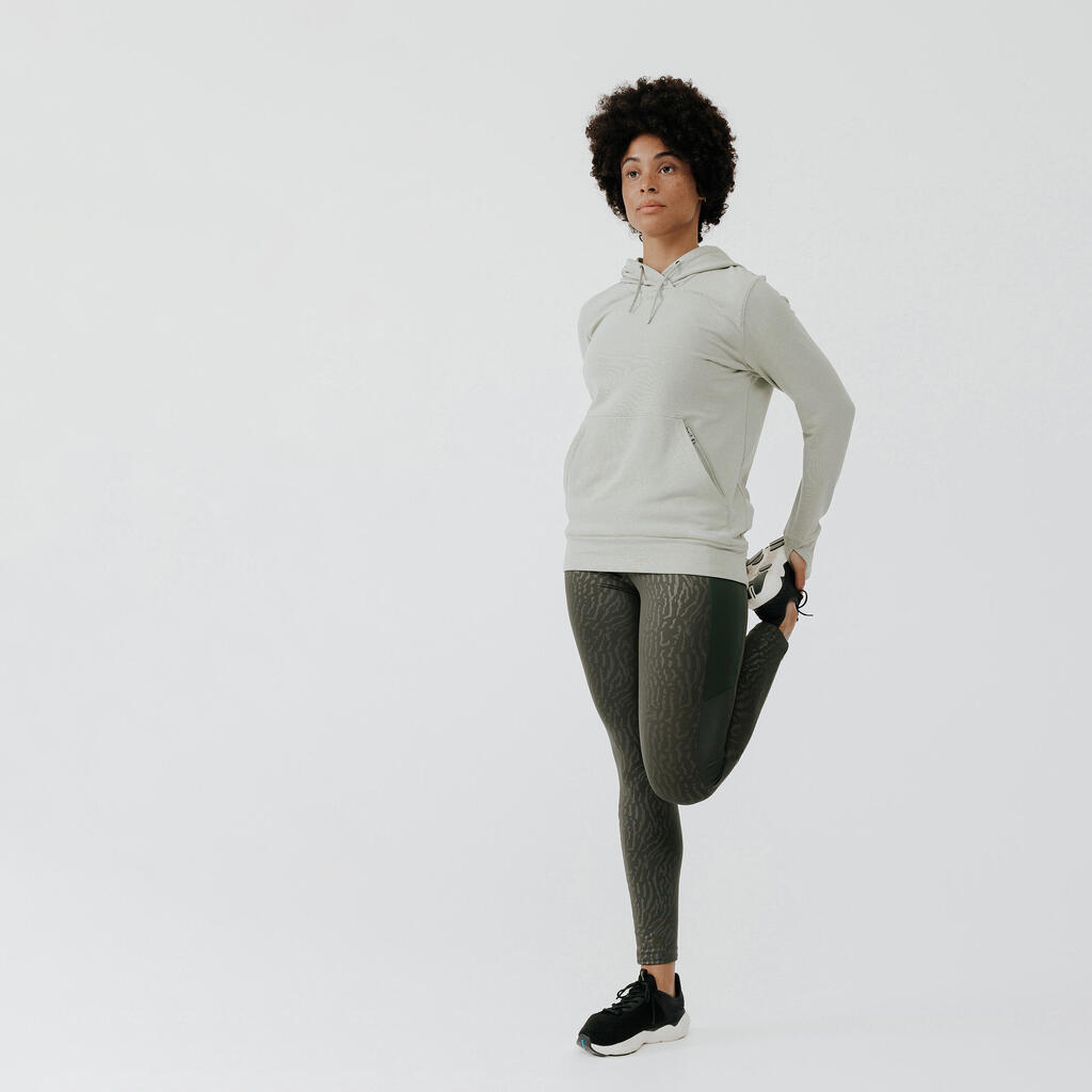 Sweat à capuche running chaud femme - Hood 500 gris foncé