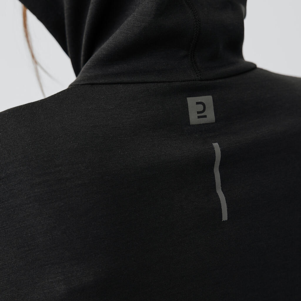 500 women's warm running/jogging hoodie - black