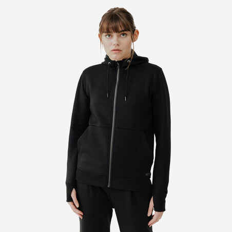 Moteriškas šiltas bėgimo džemperis „500“, juoda