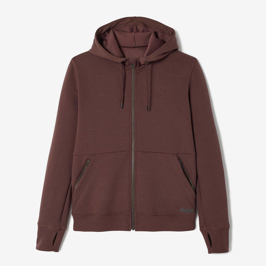 500 women's warm running/jogging hoodie - brown