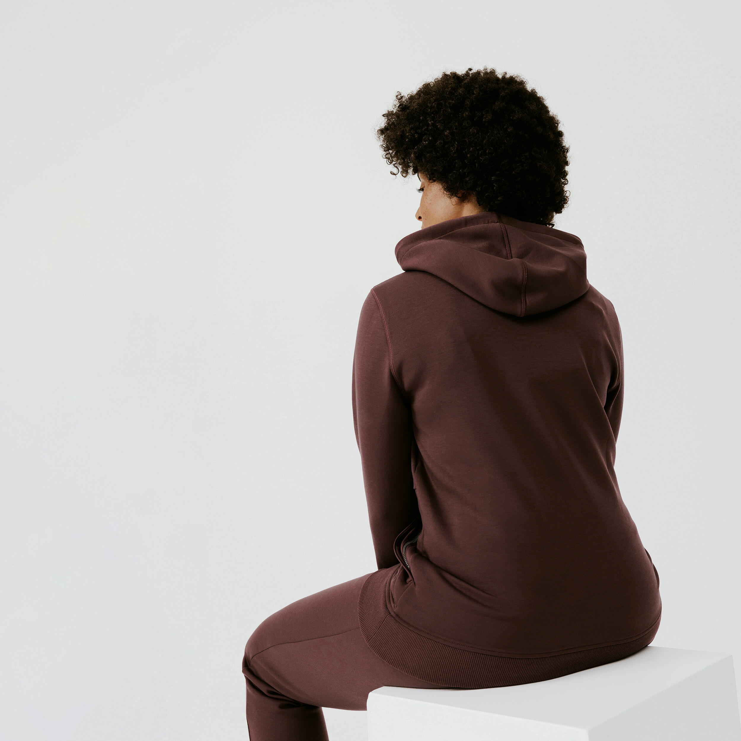 500 women's warm running/jogging hoodie - brown 2/7