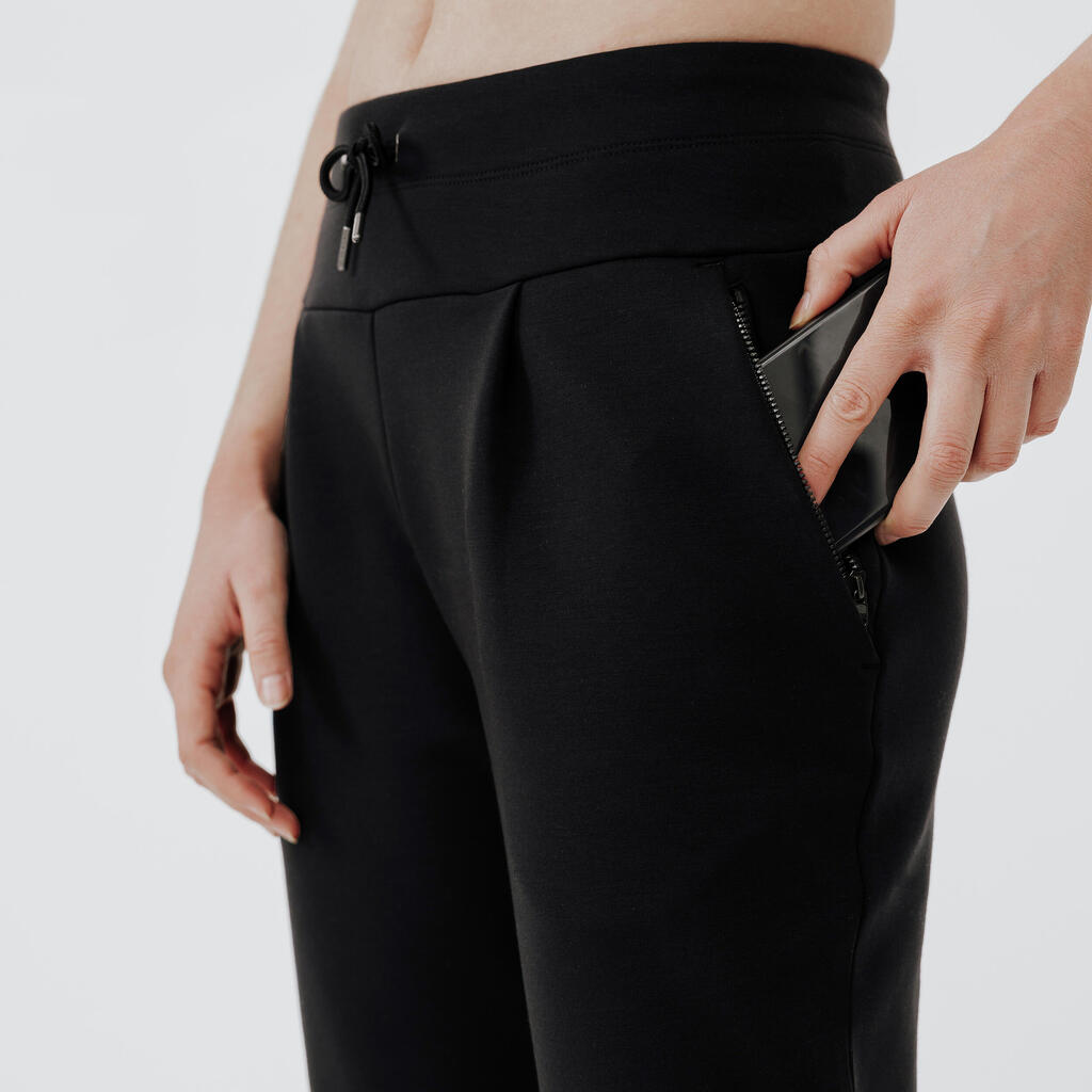 PANTALONE ZA TRČANJE/DŽOGING 500 ŽENSKE TOPLE - CRNE