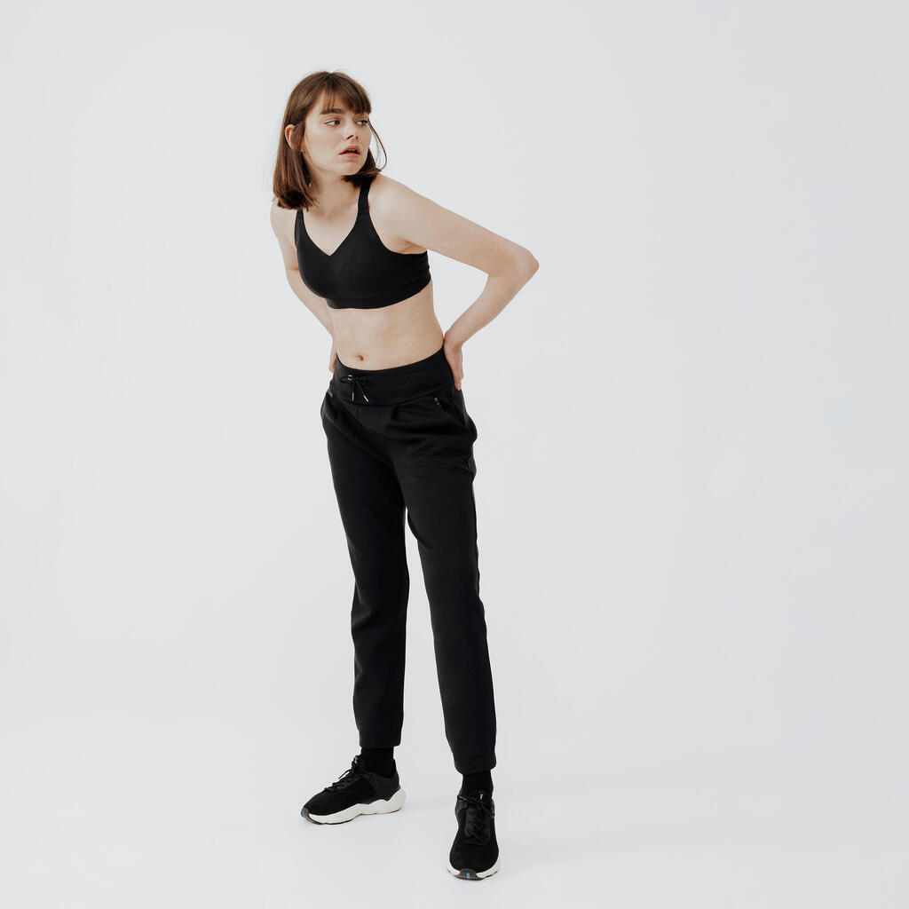 500 women's warm running/jogging trousers - black