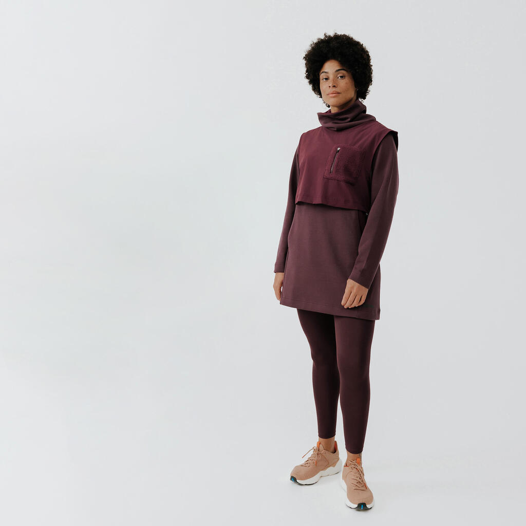 Moteriškas ilgas bėgimo sportinis megztinis „Warm+“, ruda