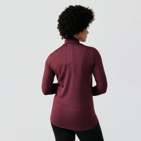 T-shirt manches longues chaud running femme - Zip warm violet