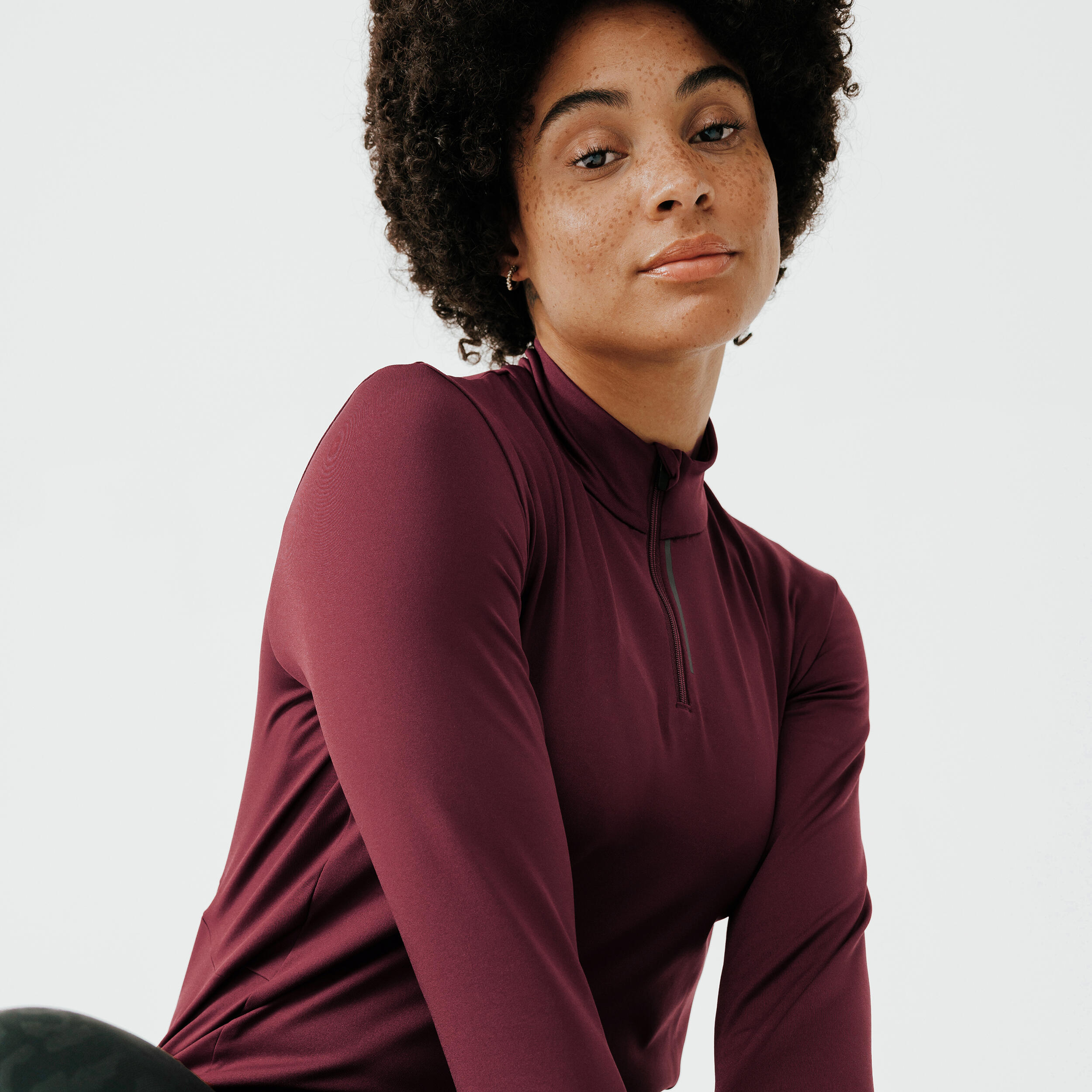 T shirt manches longues chaud running femme Zip warm violet