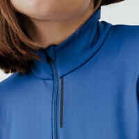 Zip Warm women's long-sleeved running T-shirt - dark blue