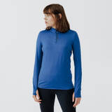 Women's Long-Sleeved T-Shirt Half-Zip Run Warm- Blue